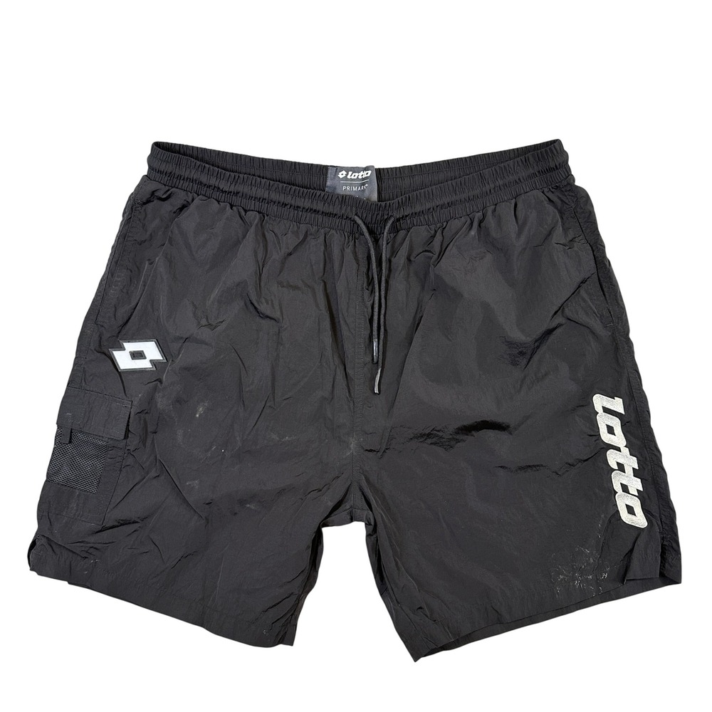 Lotto x Primark Mens Black Nylon Cargo Athletic Shorts 2XL Embroidered Logo